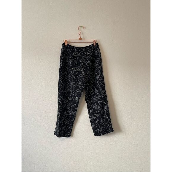 Vintage 90s mom full embroidered linen blend cropped pants size 6 - Picture 3 of 9